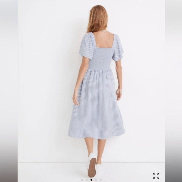 Madewell Blue Striped Midi Dress - Picture 7 of 14